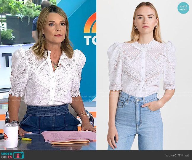 Love The Label Paola Top worn by Savannah Guthrie on Today