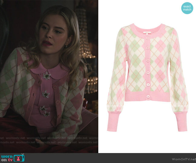 Love Shack Fancy Ginnie Cardigan Sweater worn by Polly Cooper (Tiera Skovbye) on Riverdale