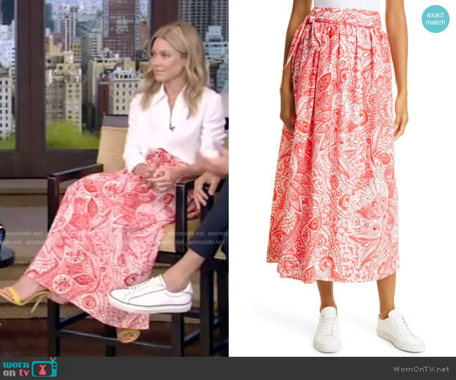 Mara Hoffman Katrine Paisley Organic Cotton Skirt worn by Kelly Ripa on Live with Kelly and Mark