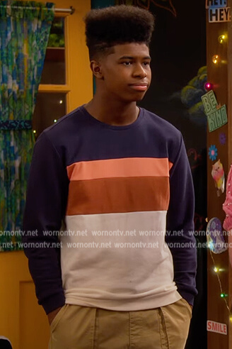 Munchy’s stripe sweatshirt on Side Hustle
