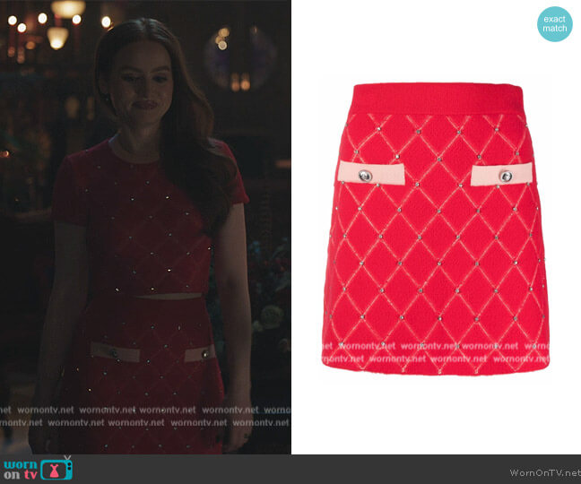 Maje Jade mini skirt worn by Cheryl Blossom (Madelaine Petsch) on Riverdale