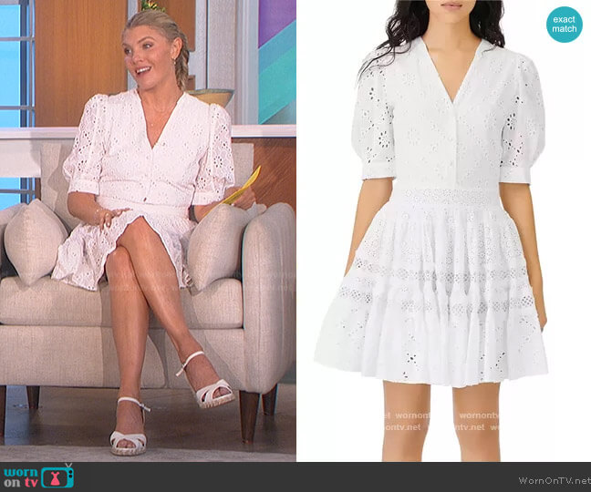 Maje Rayanette A Line Eyelet Dress worn by Amanda Kloots on The Talk