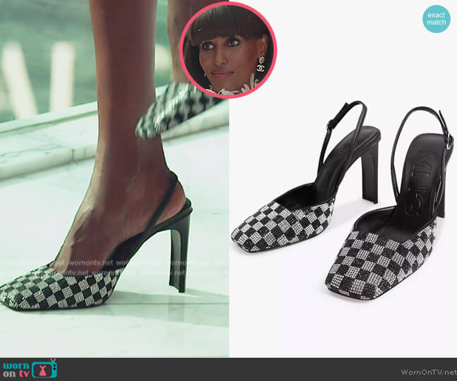 Mango Damero Embellished Slingback Court Shoes worn by Chanel Ayan (Chanel Ayan) on The Real Housewives of Dubai