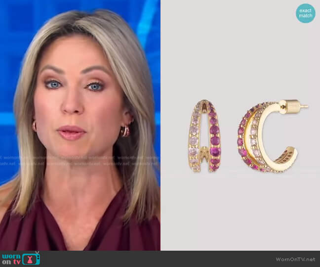 Bonheur Jewelry Mariah Swarovski Double Hoop Earrings worn by Amy Robach on Good Morning America