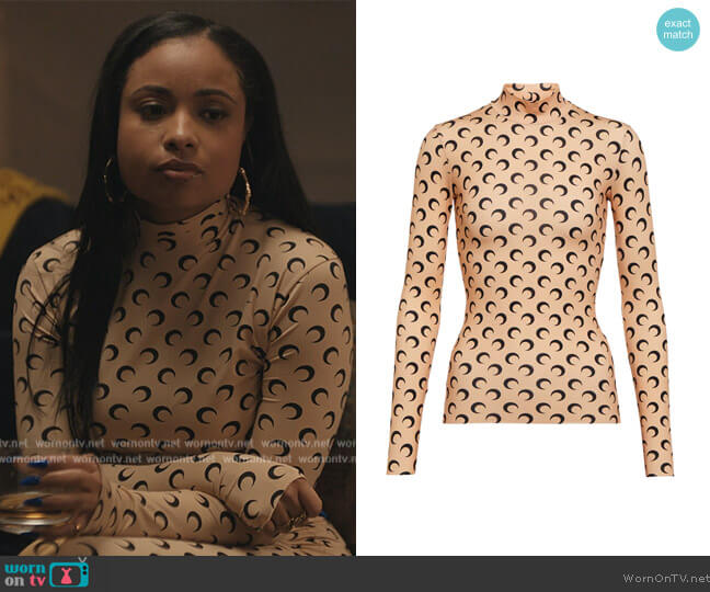 Marine Serre Half Moon Print Top worn by Tiffany (Hannaha Hall) on The Chi