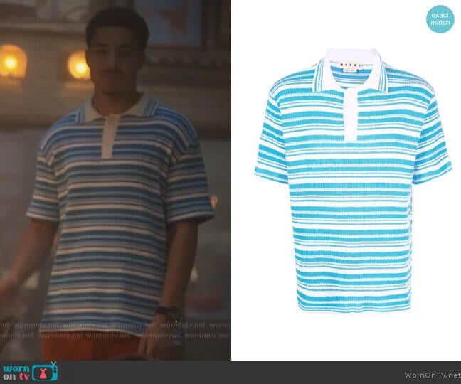Marni Striped Rib Knit Polo Shirt