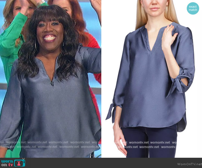 MICHAEL Michael Kors Solid Satin Tie Top worn by Sheryl Underwood on The Talk