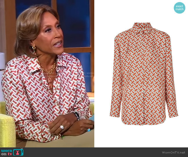 Burberry Monogram Print Shirt worn by Robin Roberts on Good Morning America