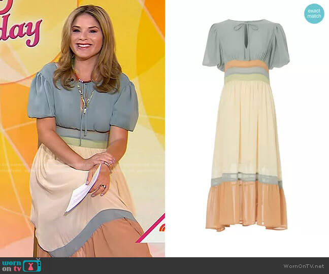 Pamela Love Multicolored Colorblock Midi Dress worn by Jenna Bush Hager on Today