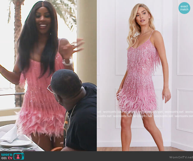 Nadine Merabi Lottie Pink Dress worn by Caroline Brooks (Caroline Brooks) on The Real Housewives of Dubai