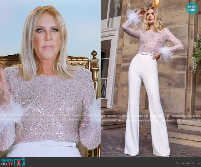 Nadine Merabi Amelia Jumpsuit worn by Vicki Gunvalson on The Real Housewives Ultimate Girls Trip