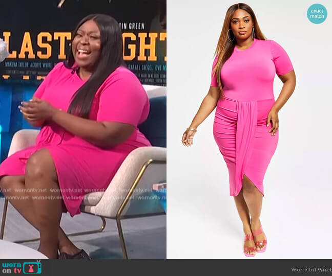 Nina Parker Trendy Plus Size Faux-Wrap Dress worn by Loni Love on E! News