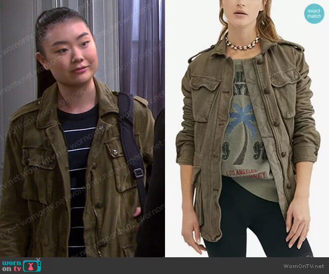 Free People Not Your Brothers Surplus worn by Wendy Shin (Victoria Grace) on Days of our Lives