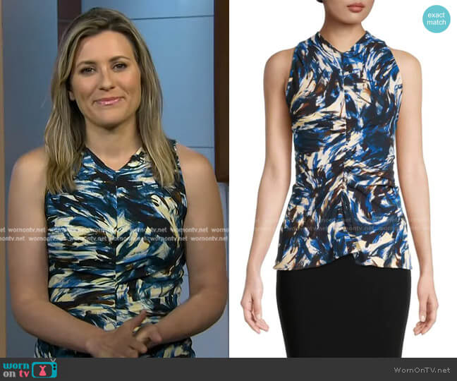 Proenza Schouler Cady Printed Ruched-Front Top