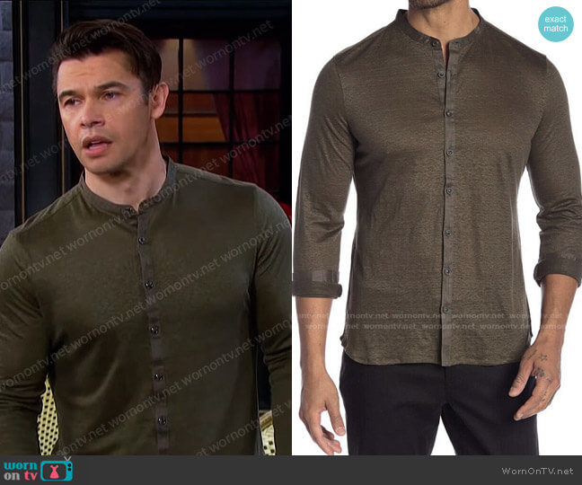 John Varvatos Band-Collar Shirt