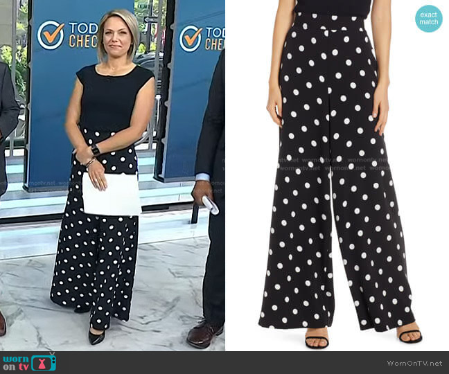 Eliza J Polka Dot Wide Leg Crepe Pants worn by Dylan Dreyer on Today