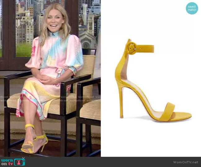 Gianvito Rossi Portofino Leather Sandals worn by Kelly Ripa on Live with Kelly and Mark