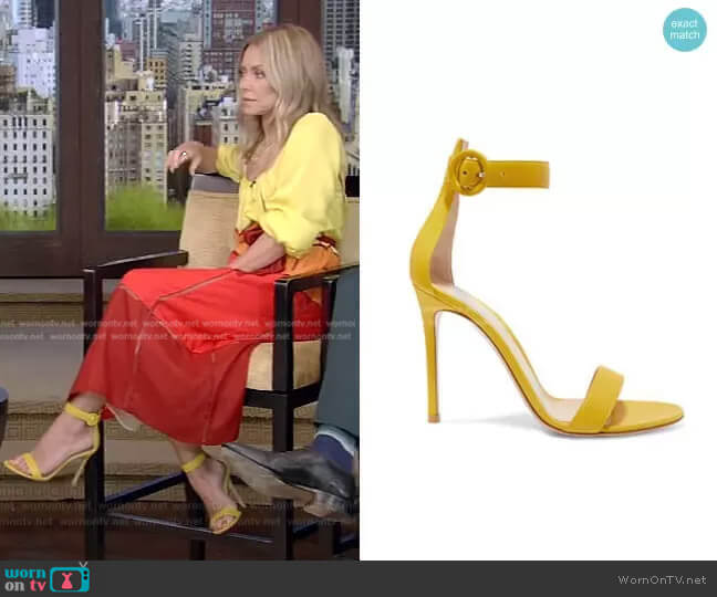 Gianvito Rossi Portofino Leather Sandals worn by Kelly Ripa on Live with Kelly and Mark