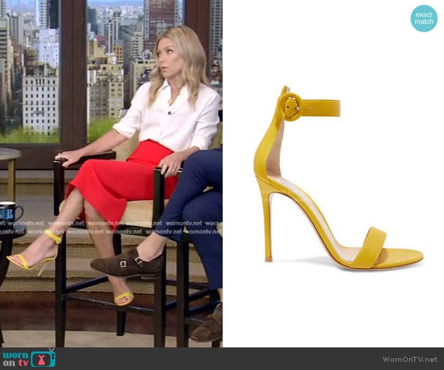 Gianvito Rossi Portofino Leather Sandals worn by Kelly Ripa on Live with Kelly and Mark