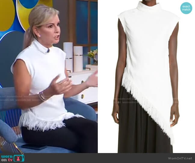 Proenza Schouler Stripe Fringe Asymmetric Top worn by Dr. Jennifer Ashton on Good Morning America