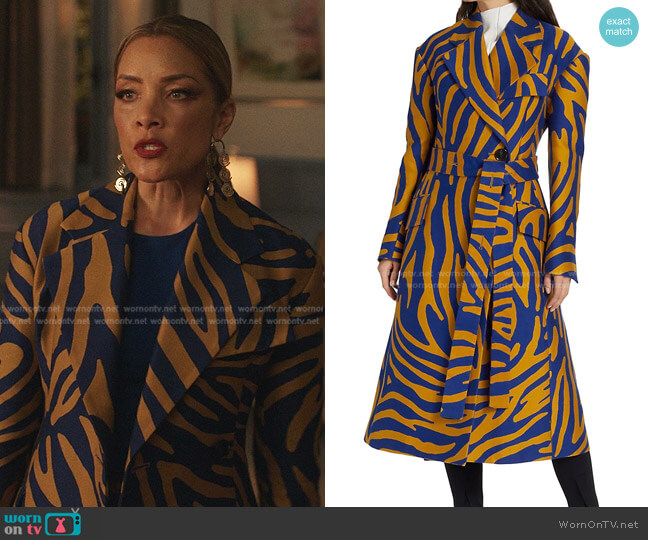 Proenza Schouler Zebra Jacquard Cotton & Silk Coat worn by Dominique Deveraux (Michael Michele) on Dynasty