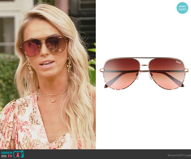 Quay High Key Mini 51mm Aviator Sunglasses worn by Olivia Flowers on Southern Charm