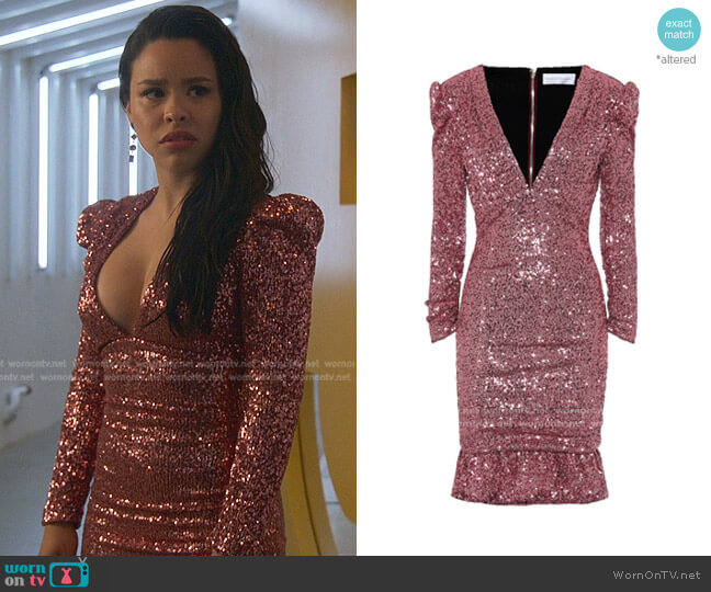 Rebecca Vallance Mona Sequined Minidress worn by Mariana Foster (Cierra Ramirez) on Good Trouble