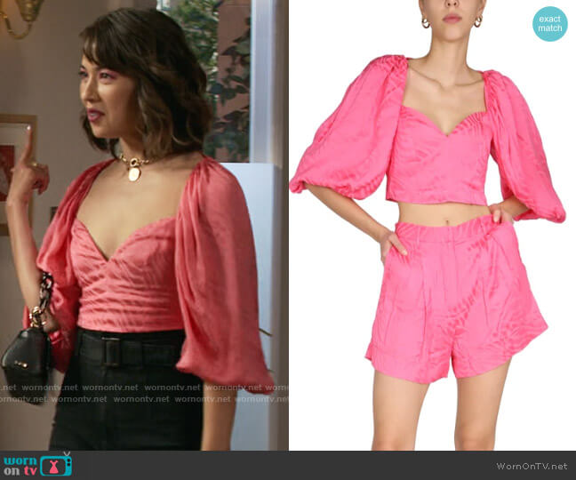 Rotate Birger Christensen Irina Top worn by Louise (Nichole Sakura) on Maggie