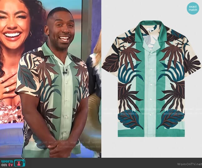 Reiss Patois Printed Cuban Collar Shirt worn by Justin Sylvester on E! News