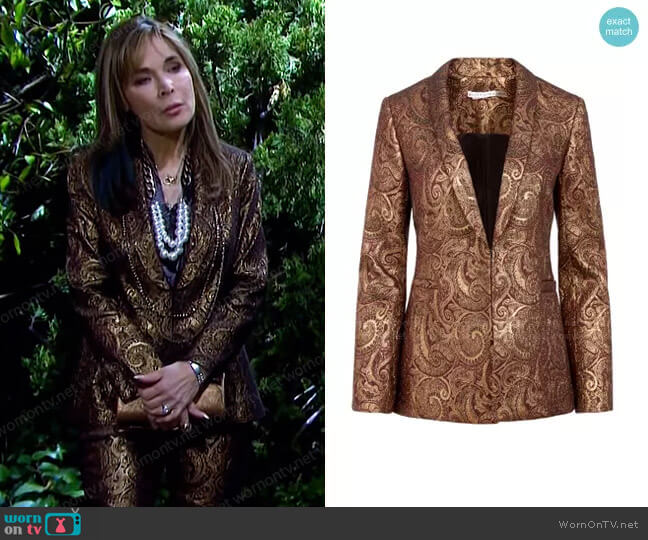 Alice + Olivia Richie Metallic Paisley Blazer worn by Kate Roberts (Lauren Koslow) on Days of our Lives