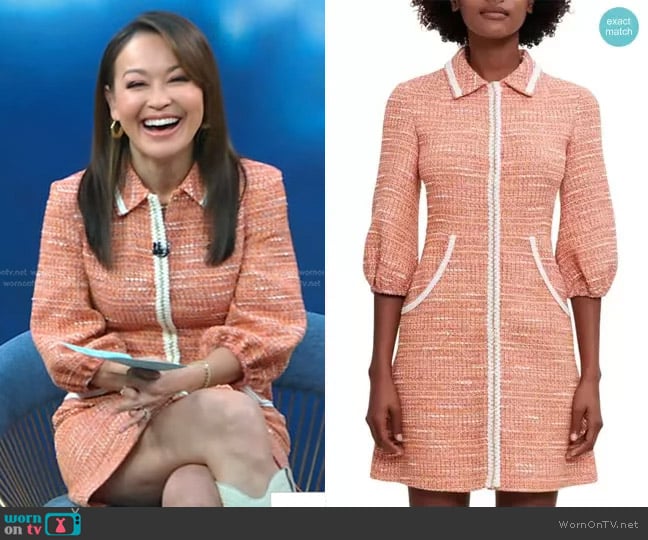 Maje Rimoda Three-Quarter Sleeve Dress worn by Eva Pilgrim on Good Morning America