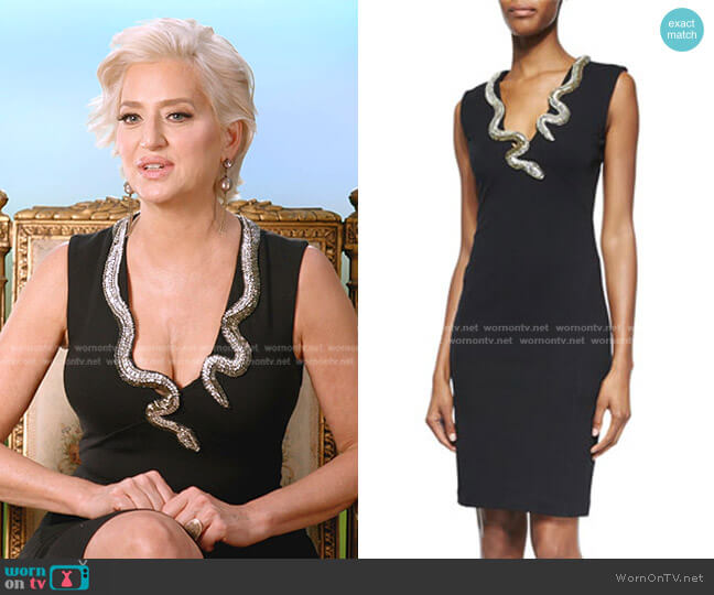 Roberto Cavalli Crystal Snake-Embellished Sheath Dress worn by Dorinda Medley on The Real Housewives Ultimate Girls Trip