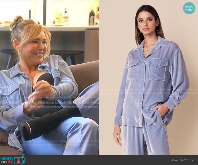 Sablyn Aitana Velvet Shirt worn by Diana Jenkins on The Real Housewives of Beverly Hills