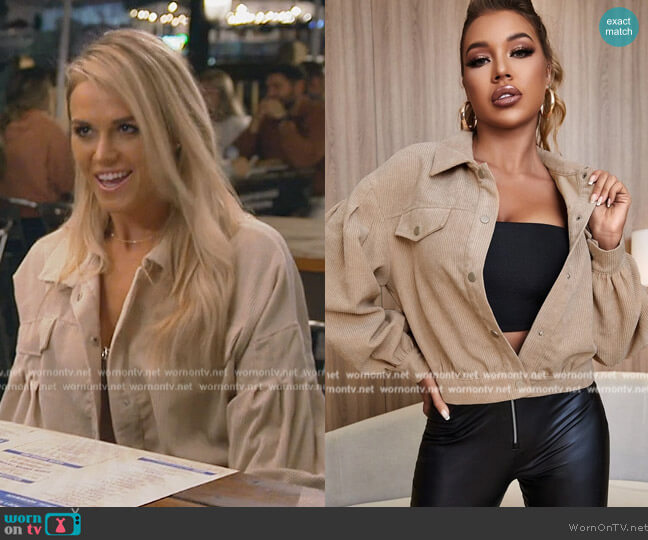 Shein Corduroy Quilted Bishop Sleeve Jacket worn by Olivia Flowers on Southern Charm