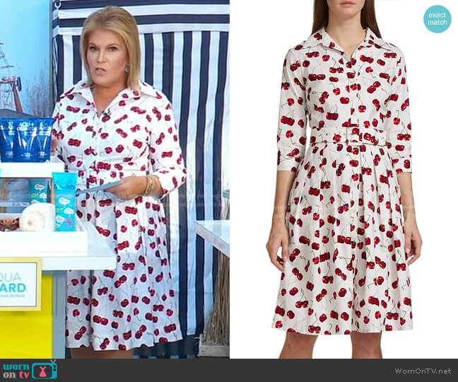 Samantha Sung Audrey Summer Cherry-Print Shirtdress worn by Tory Johnson on Good Morning America