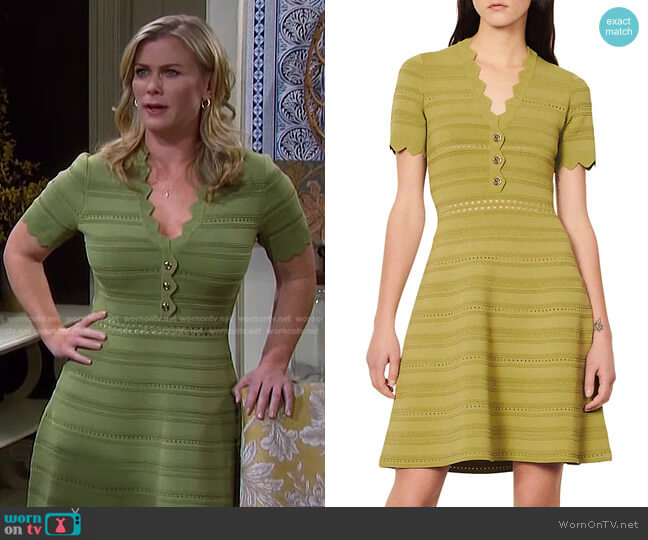 Sandro Fabienne Knit Fit-&-Flare Dress worn by Sami Brady (Alison Sweeney) on Days of our Lives