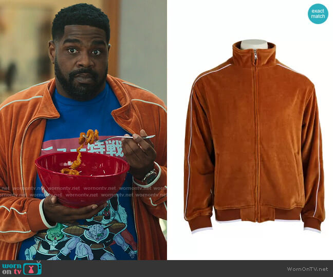 Sweatsedo Burnt Orange Velour Tracksuit Jacket worn by Howard (Ron Funches) on Loot