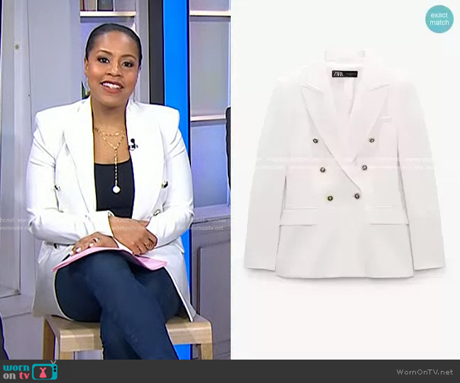 Zara Tailored Double Breasted Blazer worn by Sheinelle Jones on Today