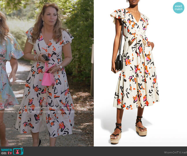 Tanya Taylor by Ophelia Printed Linen Midi Dress worn by Jill Zarin on The Real Housewives Ultimate Girls Trip
