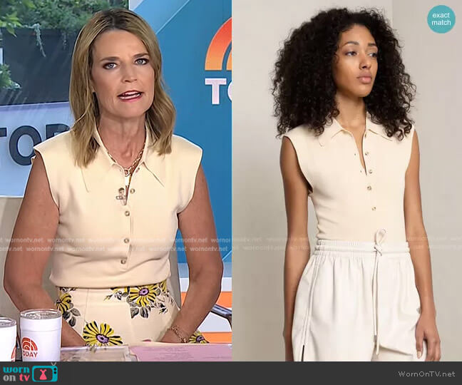 A.L.C. Taylor Rib Knit Polo Top worn by Savannah Guthrie on Today