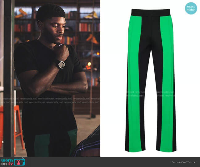 Bottega Veneta Technical Double Panel Track Trousers worn by Tom Swift (Tian Richards) on Tom Swift