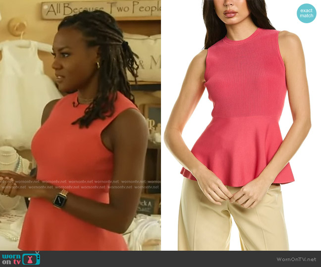 Theory Textured Shell Blouse worn by Janai Norman on Good Morning America