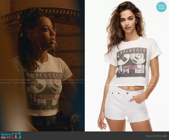 Denim Forum The Kate Crop Graphic Tee worn by Malika Williams (Zuri Adele) on Good Trouble