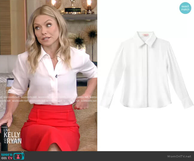 Numi The Simone Button-Up Blouse in White worn by Kelly Ripa on Live with Kelly and Mark