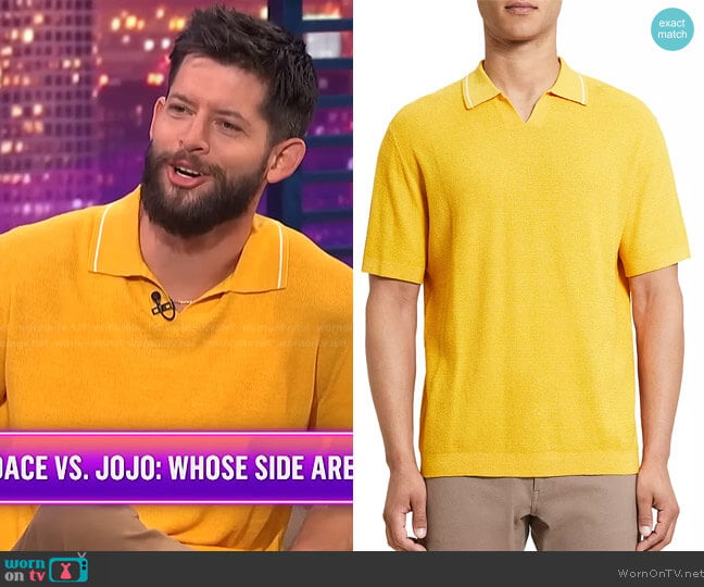 Theory Birke Regular Fit Polo Sweater worn by Hunter March on E! News