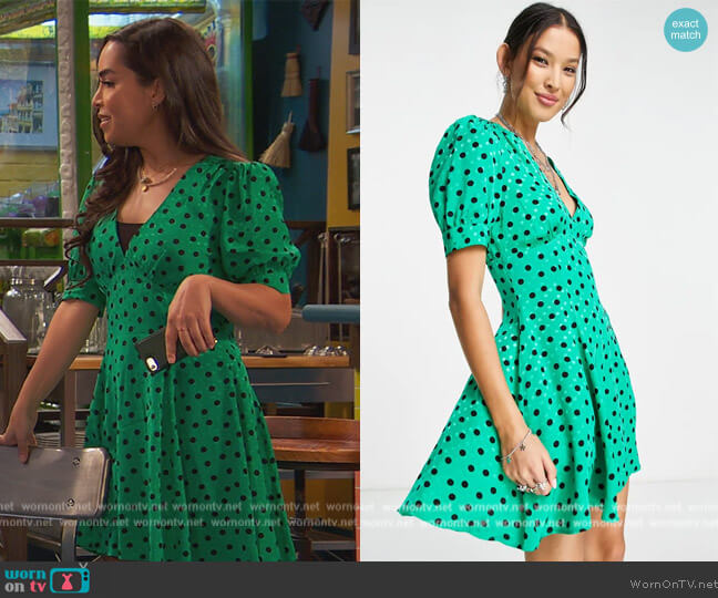 Topshop Spot Swing Tea Dress