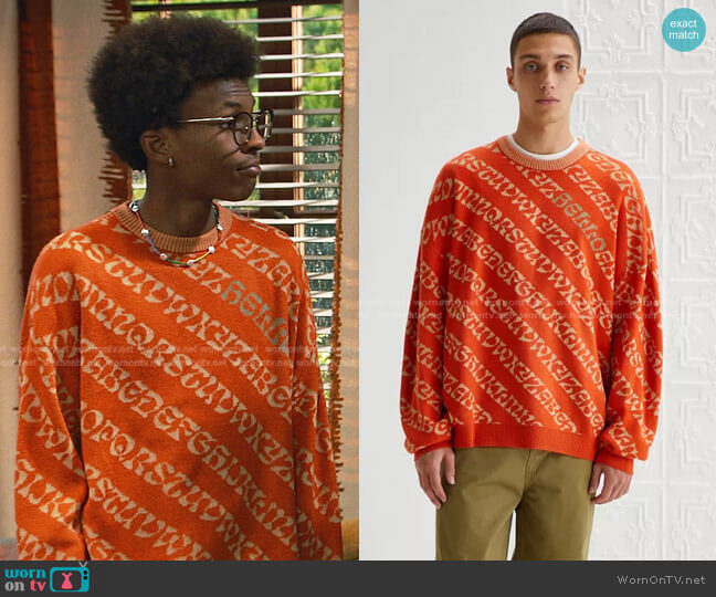Urban Outfitters Cotton Graphic Sweater worn by Noah Lambert (Israel Johnson) on Bunkd