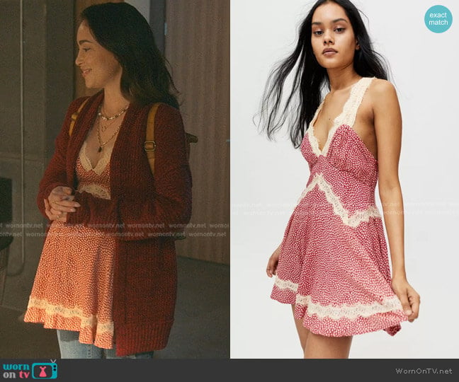 Urban Outfitters Tiffany Lace Trim Mini Dress worn by Isabella (Priscilla Quintana) on Good Trouble