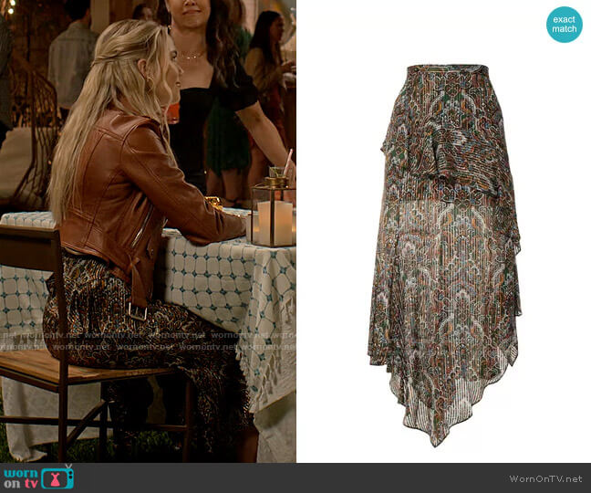 Veronica Beard Trixie Paisley Midi Skirt worn by Maggie (Rebecca Rittenhouse) on Maggie