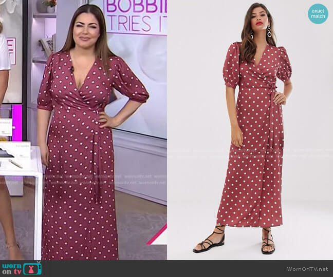 Vila Wrap Midi Dress in Polka Dot worn by Bobbie Thomas on Today